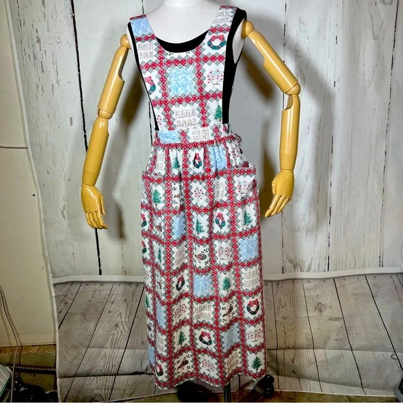 Vintage Reyn Spooner Christmas Kitchen Full Apron Hawaiian Print O/S Like New - Picture 2 of 16